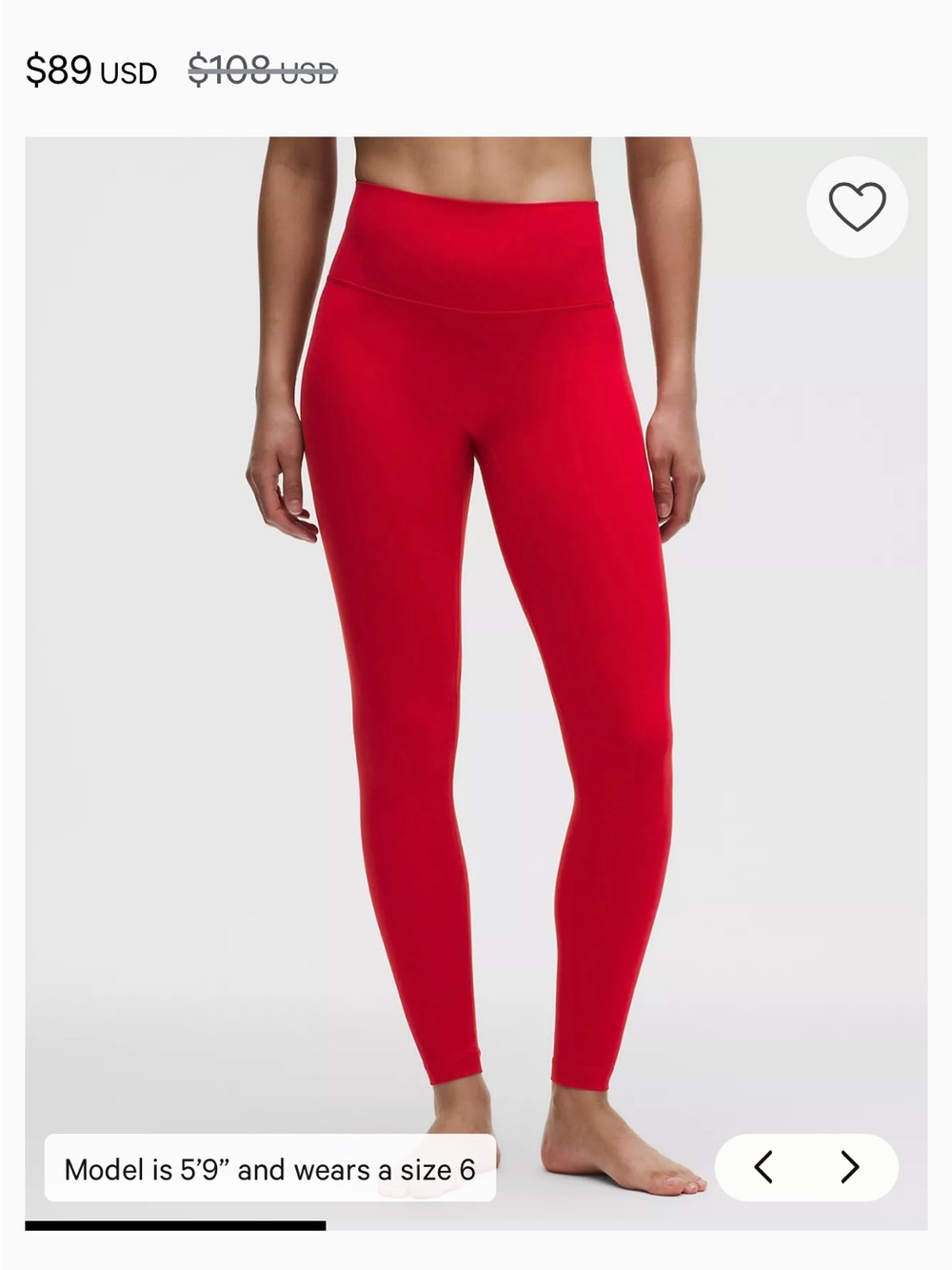 lululemon athletica Scarlet High-Rise Full-Length Leggings only worn one time